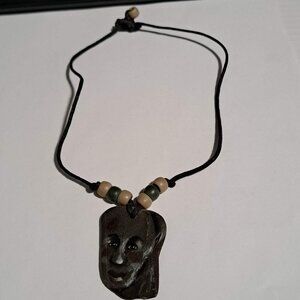 Hand painted rock pendant necklace